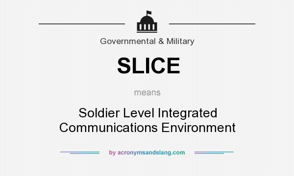 What does SLICE mean? It stands for Soldier Level Integrated Communications Environment