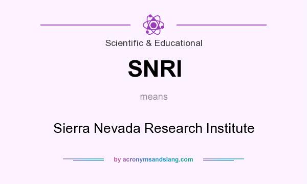 What does SNRI mean? It stands for Sierra Nevada Research Institute