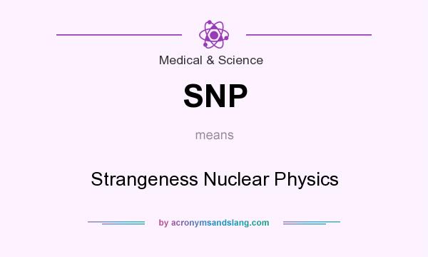 What does SNP mean? It stands for Strangeness Nuclear Physics