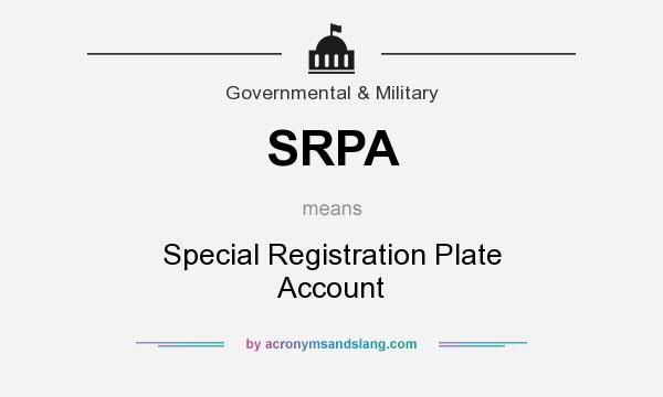 What does SRPA mean? It stands for Special Registration Plate Account