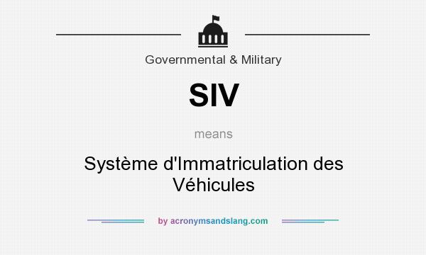What does SIV mean? It stands for Système d`Immatriculation des Véhicules
