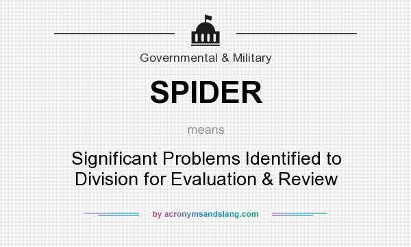 What does SPIDER mean? It stands for Significant Problems Identified to Division for Evaluation & Review