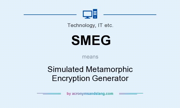 What does SMEG mean? It stands for Simulated Metamorphic Encryption Generator