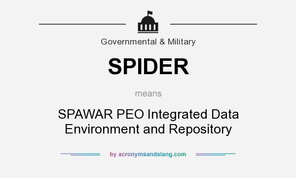 What does SPIDER mean? It stands for SPAWAR PEO Integrated Data Environment and Repository