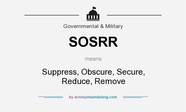What does SOSRR mean? It stands for Suppress, Obscure, Secure, Reduce, Remove