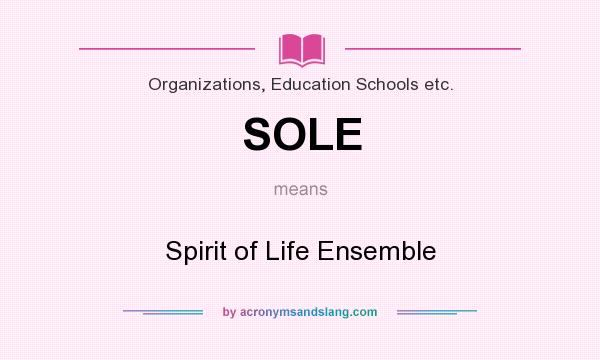 What does SOLE mean? It stands for Spirit of Life Ensemble