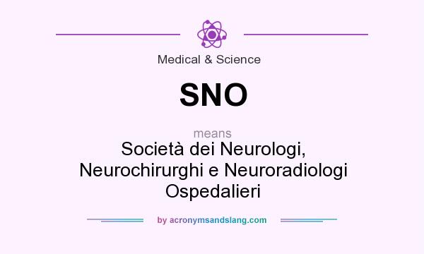 What does SNO mean? It stands for Società dei Neurologi, Neurochirurghi e Neuroradiologi Ospedalieri