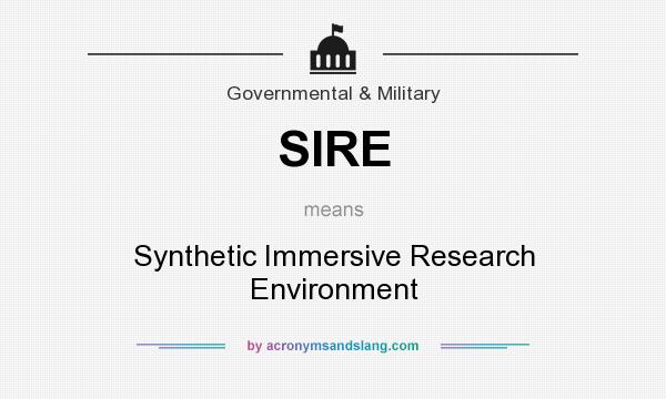 What does SIRE mean? It stands for Synthetic Immersive Research Environment