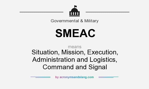 What does SMEAC mean? It stands for Situation, Mission, Execution, Administration and Logistics, Command and Signal
