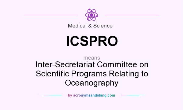 What does ICSPRO mean? It stands for Inter-Secretariat Committee on Scientific Programs Relating to Oceanography