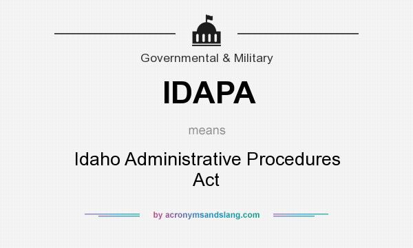 What does IDAPA mean? It stands for Idaho Administrative Procedures Act
