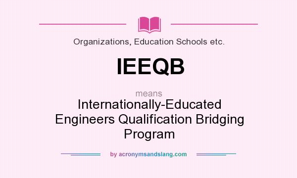 What does IEEQB mean? It stands for Internationally-Educated Engineers Qualification Bridging Program