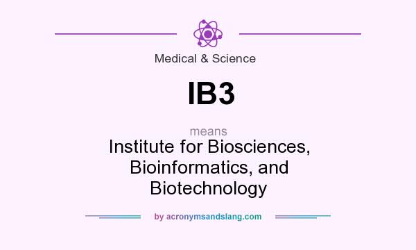 What does IB3 mean? It stands for Institute for Biosciences, Bioinformatics, and Biotechnology