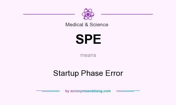 What does SPE mean? It stands for Startup Phase Error