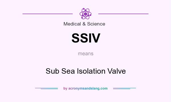 What does SSIV mean? It stands for Sub Sea Isolation Valve