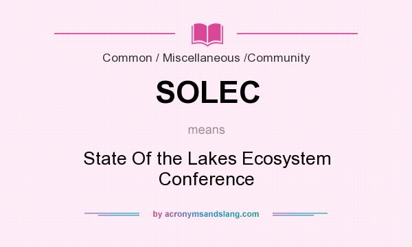 What does SOLEC mean? It stands for State Of the Lakes Ecosystem Conference