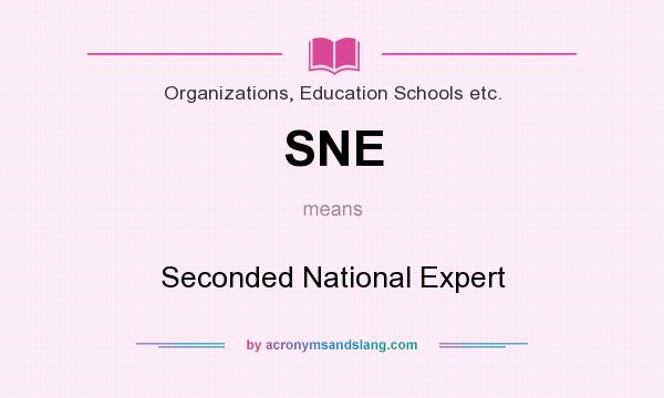 What does SNE mean? It stands for Seconded National Expert