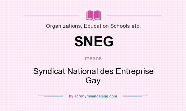 What does SNEG mean? It stands for Syndicat National des Entreprise Gay