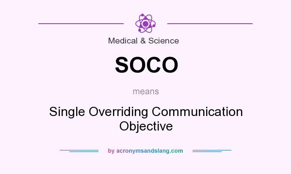What does SOCO mean? It stands for Single Overriding Communication Objective