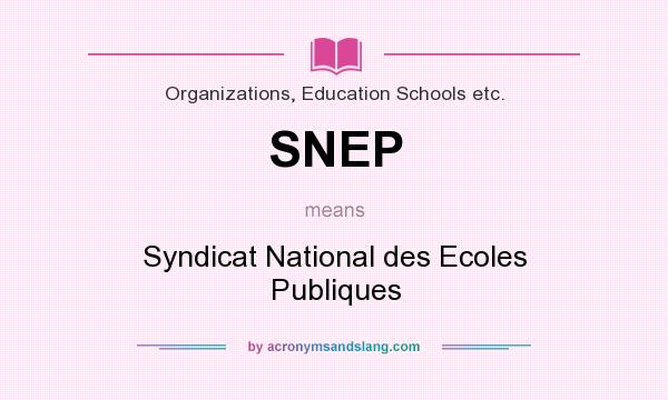 What does SNEP mean? It stands for Syndicat National des Ecoles Publiques