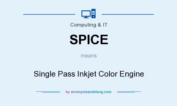 What does SPICE mean? It stands for Single Pass Inkjet Color Engine