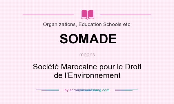 What does SOMADE mean? It stands for Société Marocaine pour le Droit de l`Environnement
