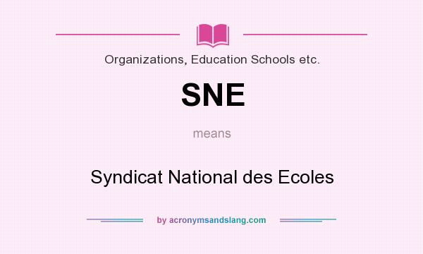 What does SNE mean? It stands for Syndicat National des Ecoles