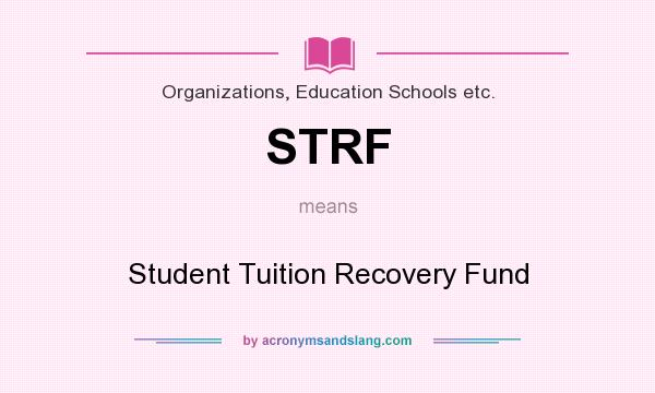 What does STRF mean? It stands for Student Tuition Recovery Fund