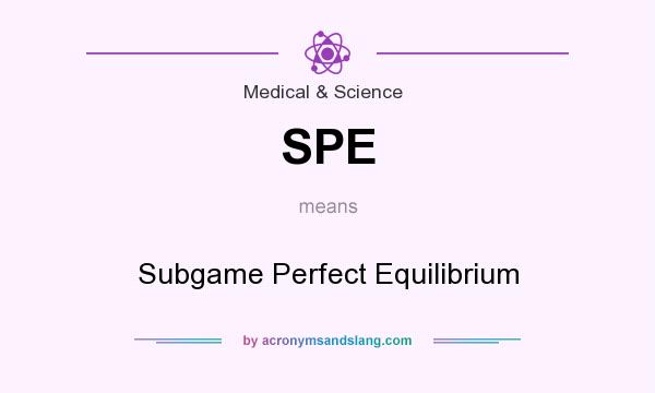What does SPE mean? It stands for Subgame Perfect Equilibrium