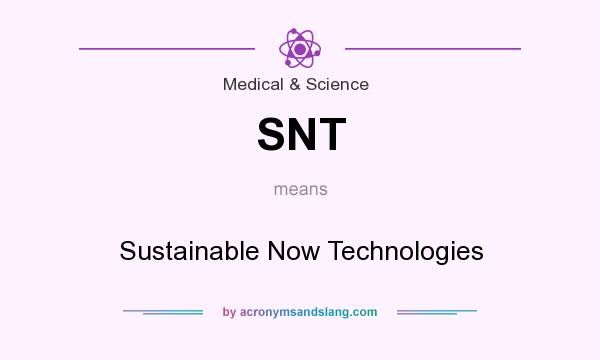 What does SNT mean? It stands for Sustainable Now Technologies