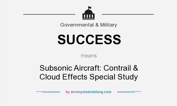 What does SUCCESS mean? It stands for Subsonic Aircraft: Contrail & Cloud Effects Special Study