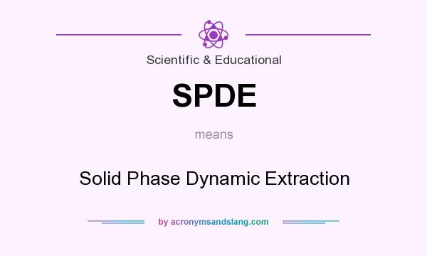 What does SPDE mean? It stands for Solid Phase Dynamic Extraction