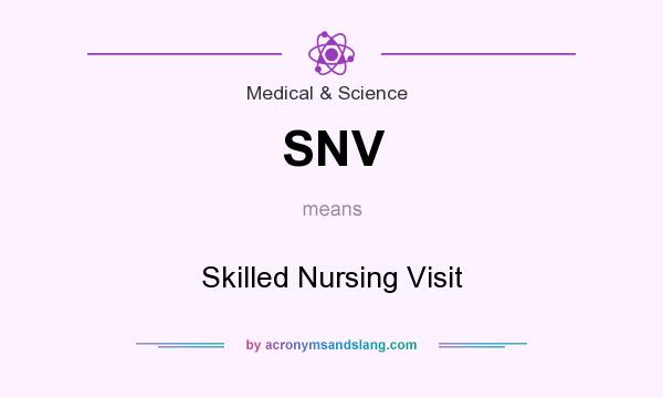What does SNV mean? It stands for Skilled Nursing Visit