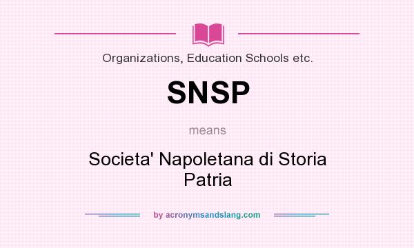 What does SNSP mean? It stands for Societa` Napoletana di Storia Patria