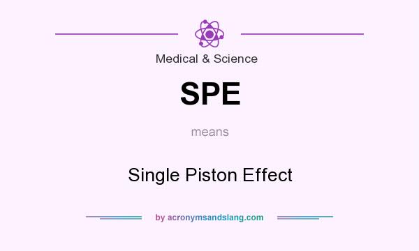 What does SPE mean? It stands for Single Piston Effect