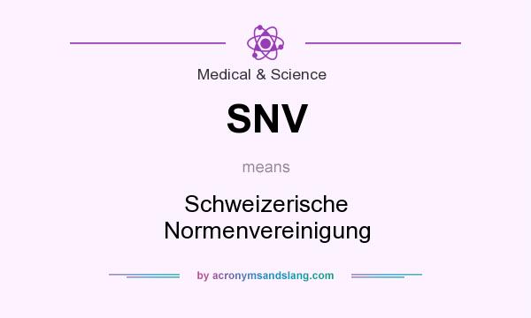What does SNV mean? It stands for Schweizerische Normenvereinigung