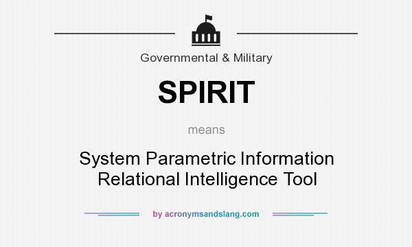 What does SPIRIT mean? It stands for System Parametric Information Relational Intelligence Tool