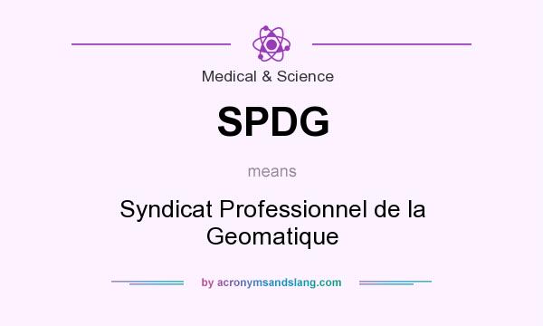 What does SPDG mean? It stands for Syndicat Professionnel de la Geomatique