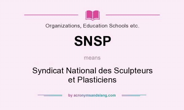 What does SNSP mean? It stands for Syndicat National des Sculpteurs et Plasticiens