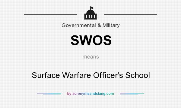 What does SWOS mean? It stands for Surface Warfare Officer`s School