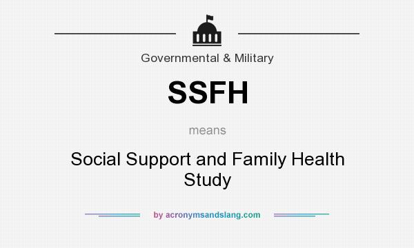 What does SSFH mean? It stands for Social Support and Family Health Study