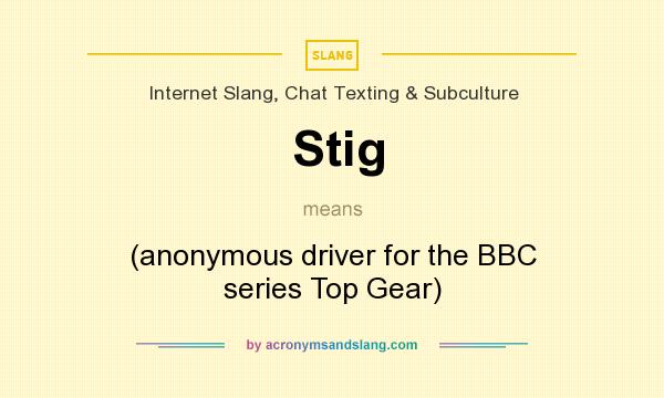 What does Stig mean? It stands for (anonymous driver for the BBC series Top Gear)