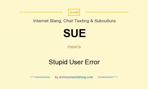 What does SUE mean? It stands for Stupid User Error
