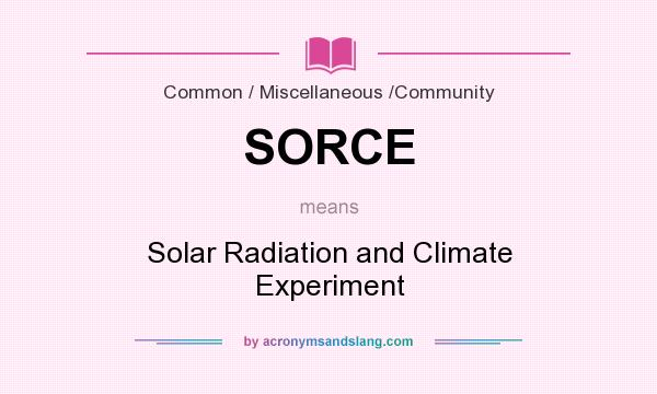 What does SORCE mean? It stands for Solar Radiation and Climate Experiment