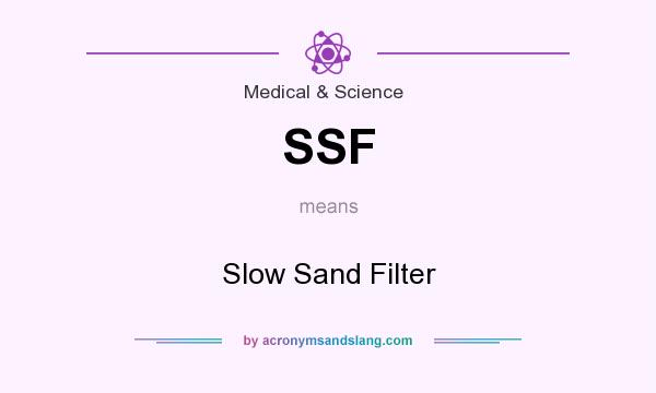 What does SSF mean? It stands for Slow Sand Filter