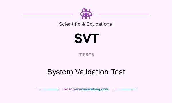 What does SVT mean? It stands for System Validation Test