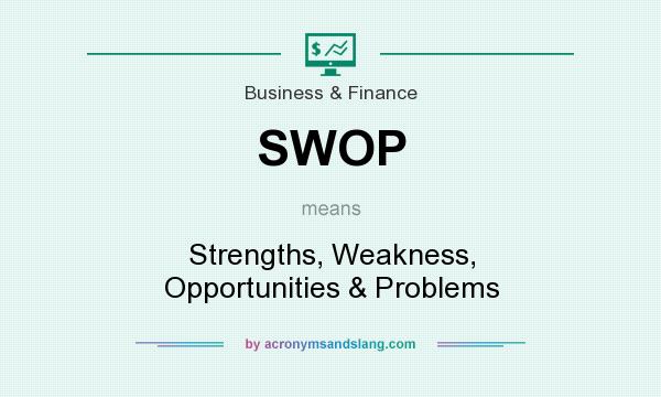 What does SWOP mean? It stands for Strengths, Weakness, Opportunities & Problems