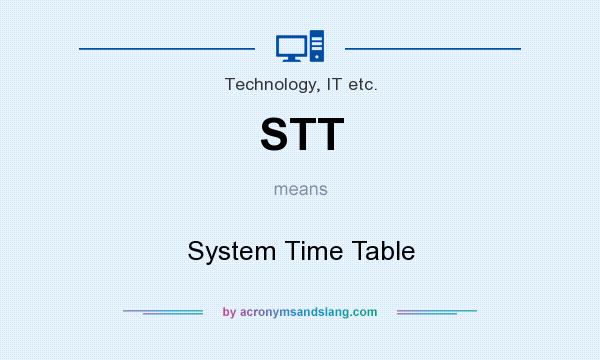 What does STT mean? It stands for System Time Table