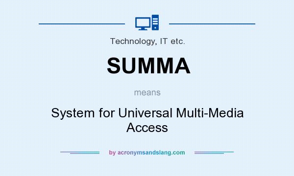 What does SUMMA mean? It stands for System for Universal Multi-Media Access