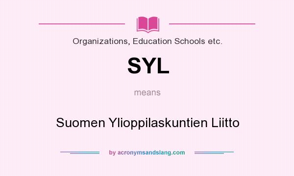 What does SYL mean? It stands for Suomen Ylioppilaskuntien Liitto